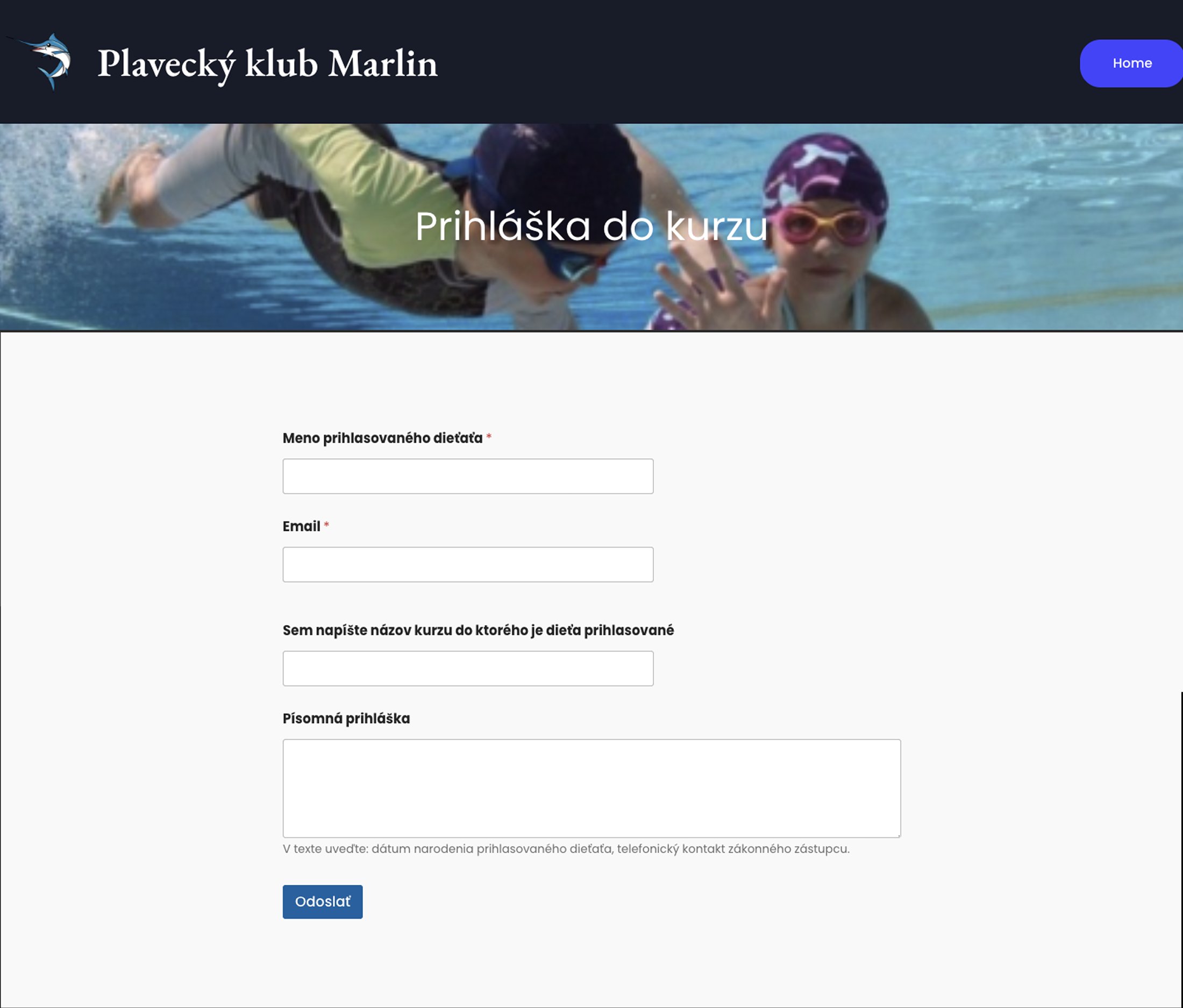 Registration form before